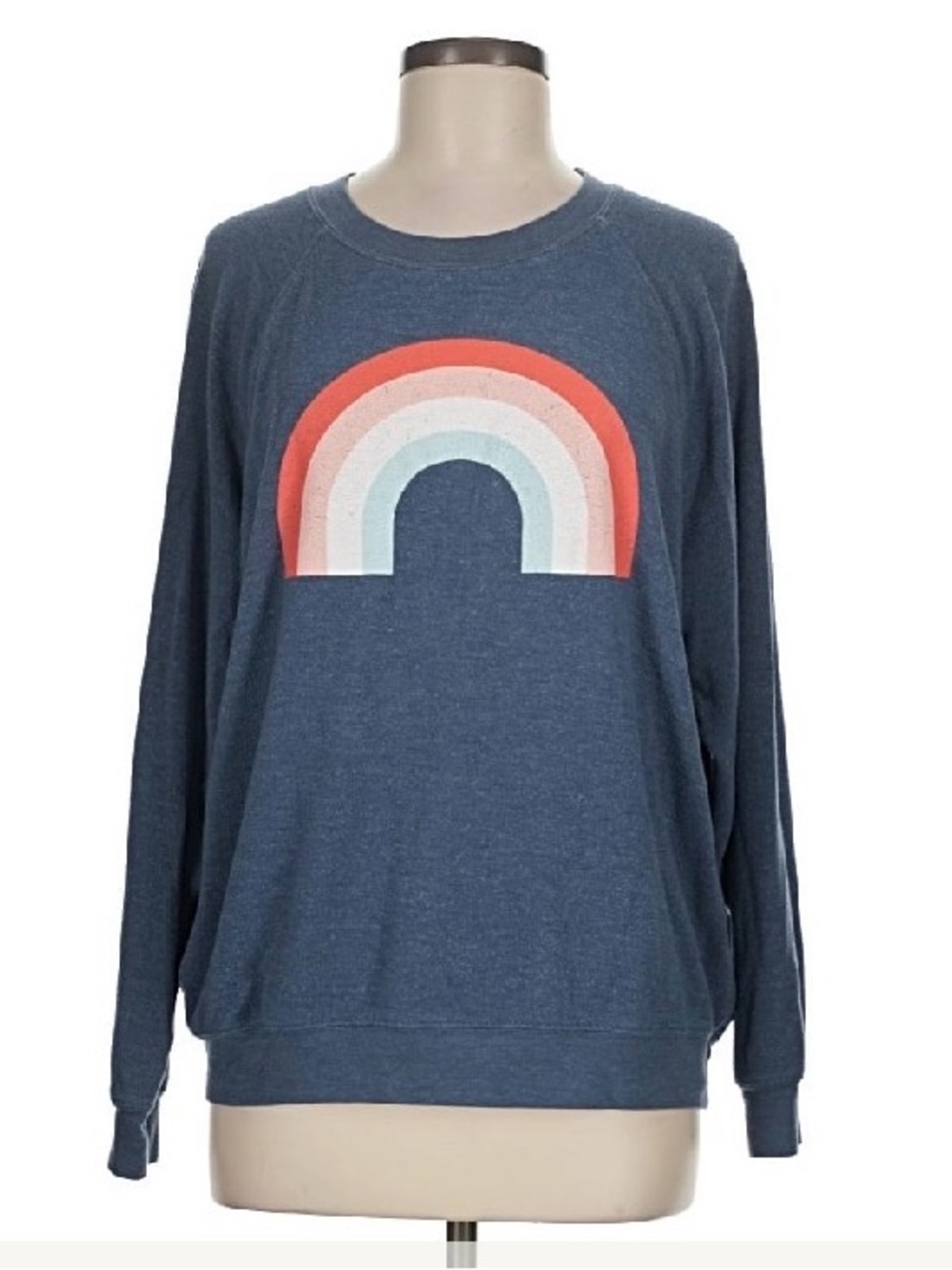 Wildfox Blue-Gray Rainbow Graphic Pullover Sweatshirt